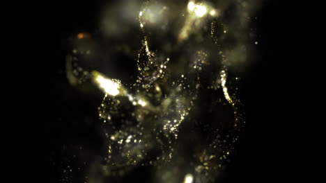Goldstaubpartikel-Glitzern-Staubanimation-Explodieren-Funkelnde-Schnelle-Energie-Fliegende-Welle-Auf-Schwarzem-Hintergrund